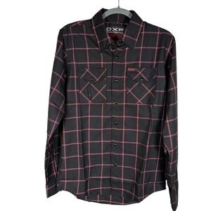 Dixxon The Gridlock Flannel Shirt Mens Small Snap Front Flap Pockets Long Sleeve